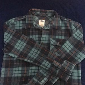 Fleece plaid button-down